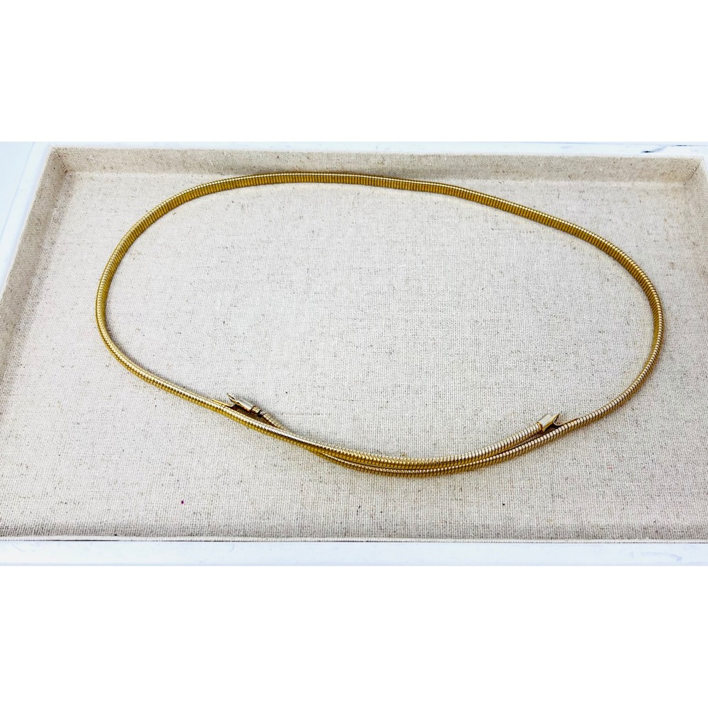 Vintage Gold Tone Snake Chain Adjustable Hook Closure Belt 28 Inch